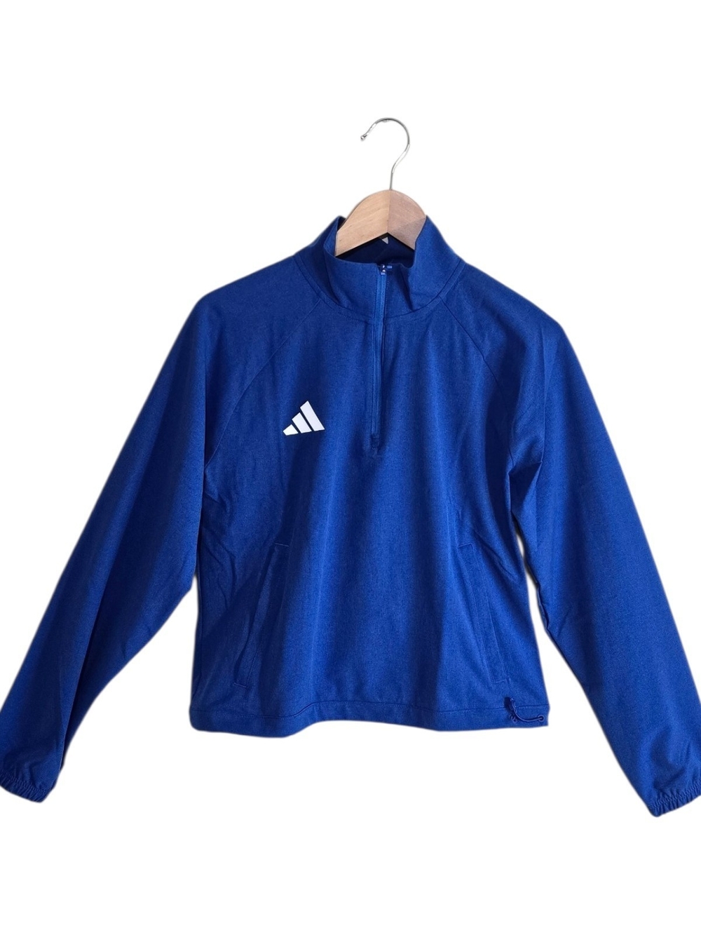 NWT Adidas Sample Royal Blue Quarter Zip Cropped Athletic Pullover Women Small